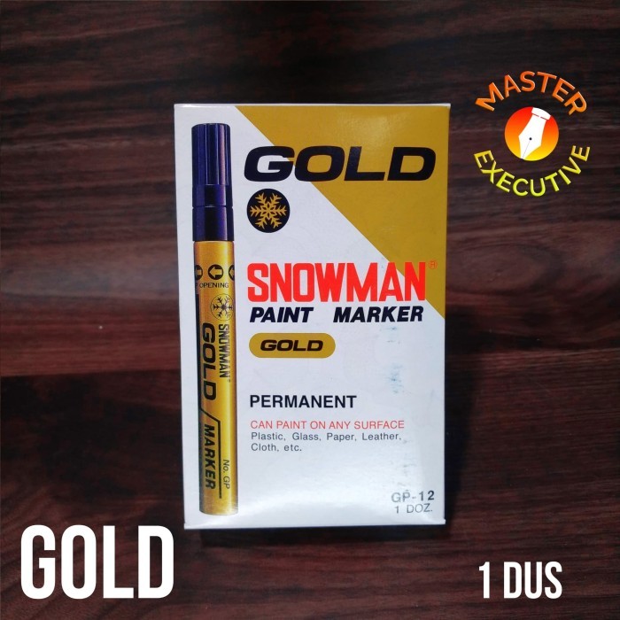

Snowman Spidol Permanent Paint Marker Gold / Emas GP-12 / Dozen