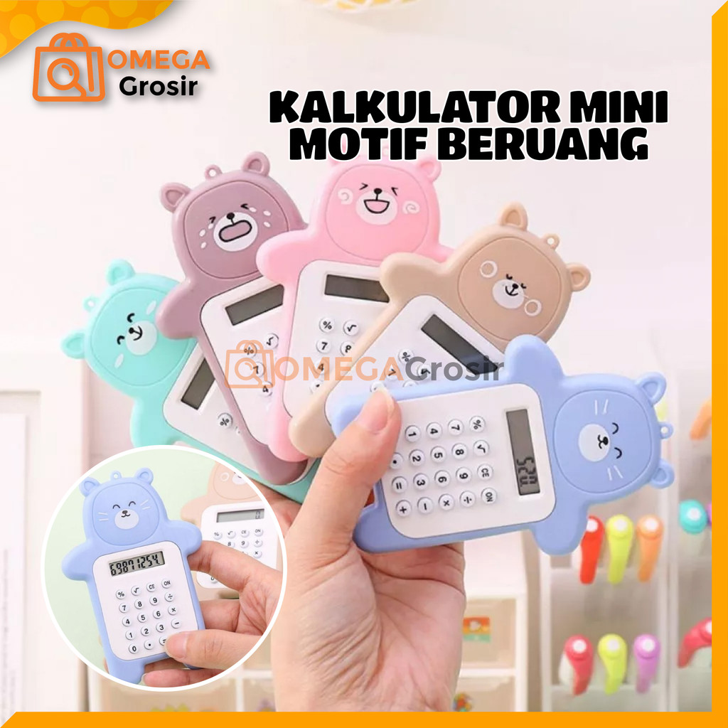 

OG Kalkulator Mini Portable Motif Bear Calculator 8 Digit Bentuk Beruang Tombol Karet