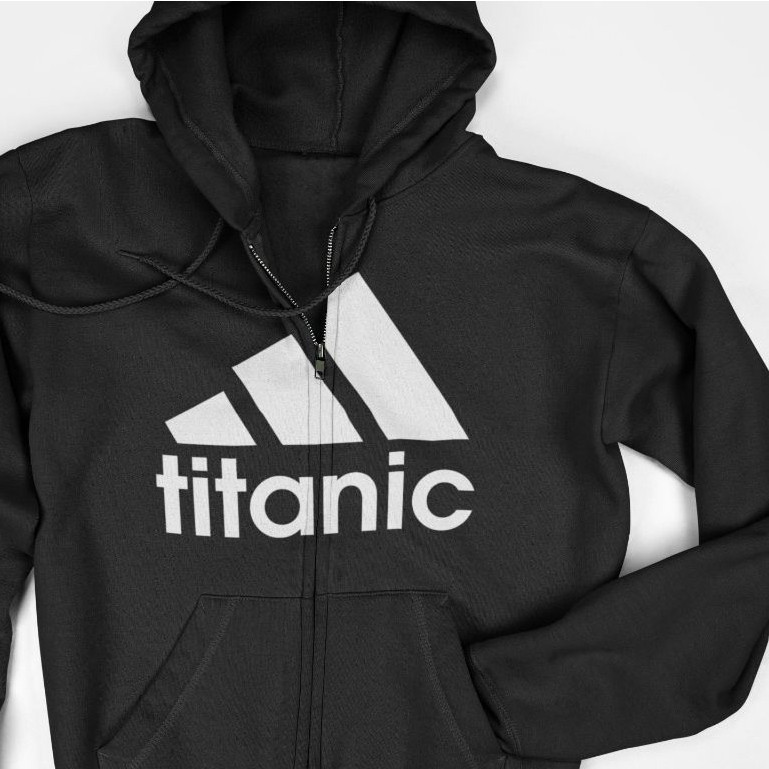 Jaket Hoodie Zipper - Adidas Titanic Funny Logo