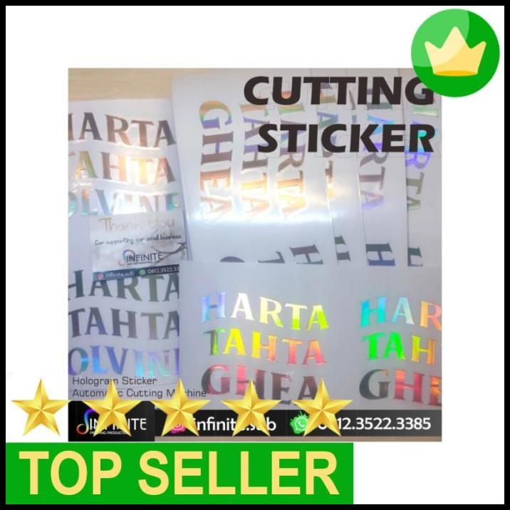 

DISKON GROSIR CUTTING STICKER CUSTOM - HARTA TAHTA NAMA BEBAS HOLOGRAM KEREN