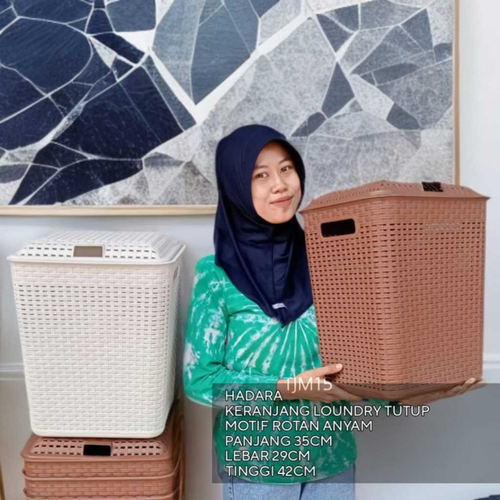 [Hdrplast] Keranjang Loundry Tutup Motif Rotan Anyam Keranjang Pakaian Serbaguna Gratis Ongkir