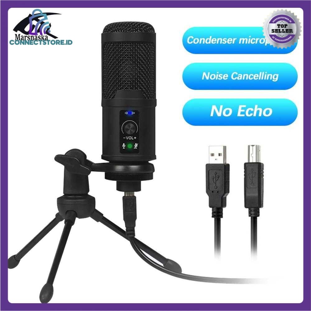Microphone Condenser USB DJ Live Recording with Stand - Hitam