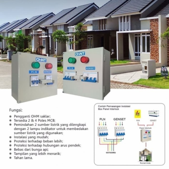 Panel Interlock Switch Pln - Genset Chint 2P Ohm Saklar Switch Handle