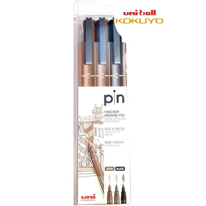 

Uni Pin-200-3C Drawing Pen New !!! Set Isi 3 Pcs 2Color 2Size #Original