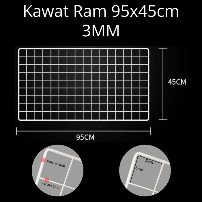 TERBAIK Kawat Ram 95 x45 Cm - Rak Display Aksesoris HP - Rak Gantung putih