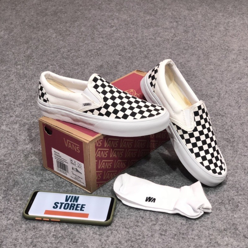 Sepatu Vans slip on OG checkerboard putih hitam premium Kotak Catur |ASvYFrLg|