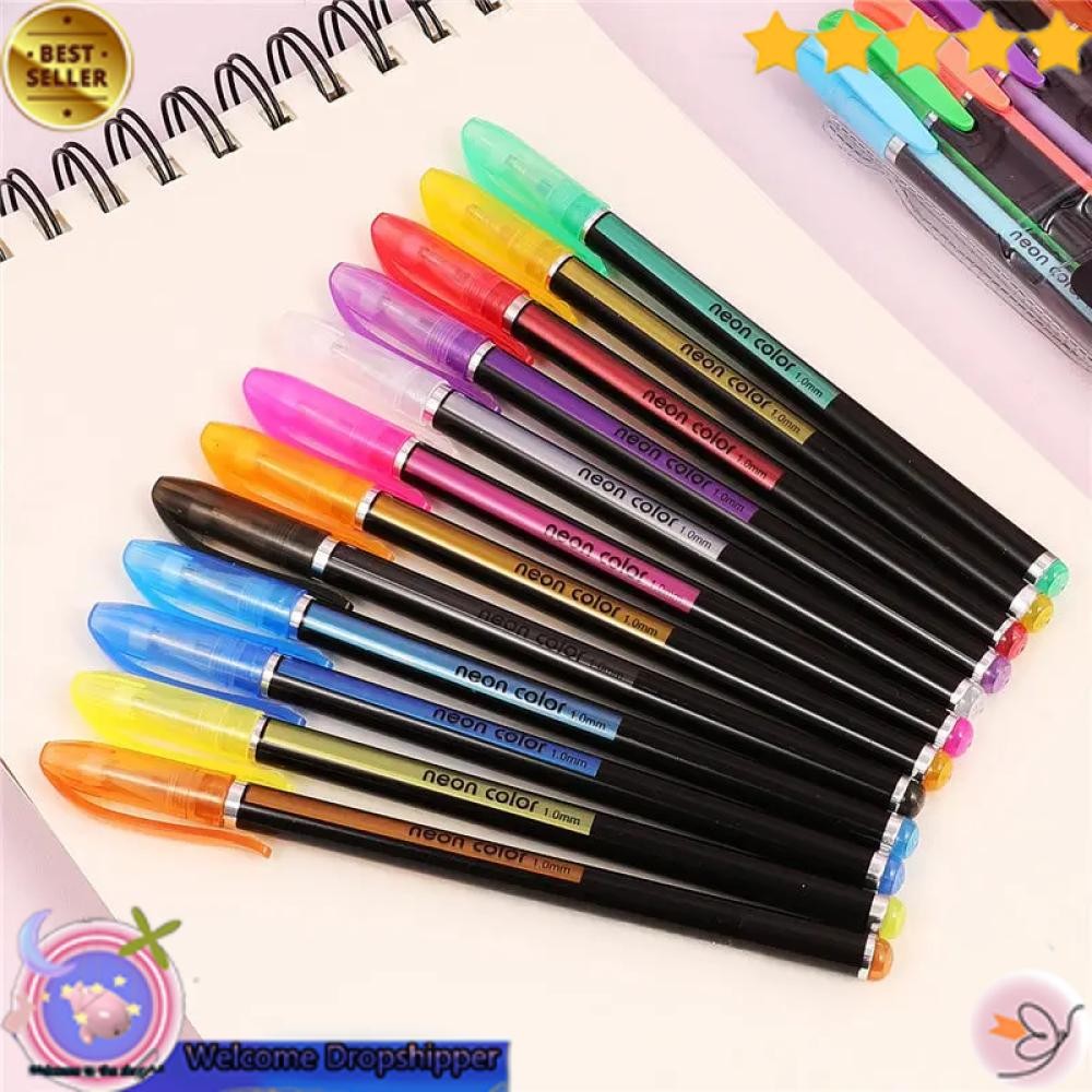 

Yourfavproduct ZUIXUA Pena Pulpen Warna Gel Pen Glitter Neon Color 1.0 12 PCS - HG6107-12 WD18X