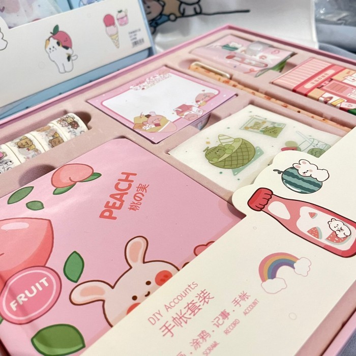 

Paket Jurnal Peach 7In1 Set Alat Tulis Isi Note Book Memo Lucu