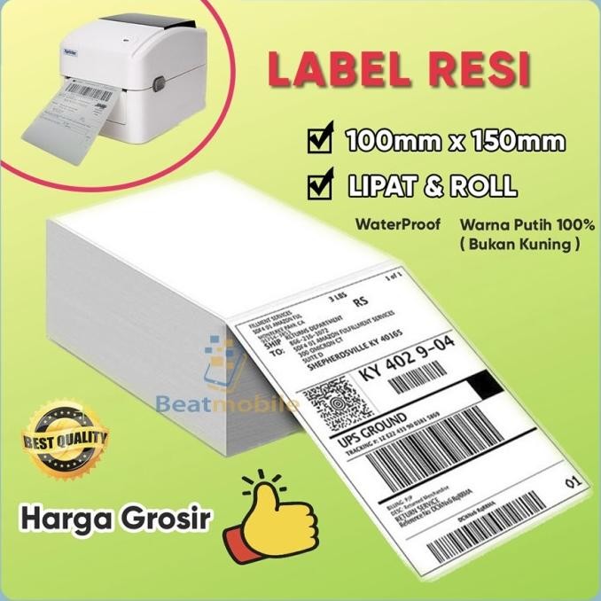 

Sale Kertas Resi Label Thermal A6 Resi Barcode - 100X150Mm Lipat/Roll 500Pc