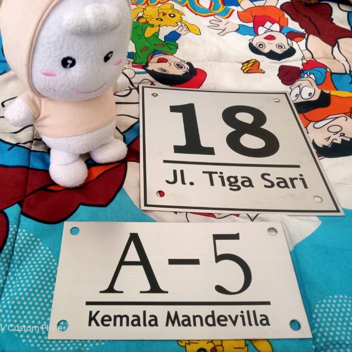 nomor rumah stainless steel / Stainless / papan nomor rumah Stainless