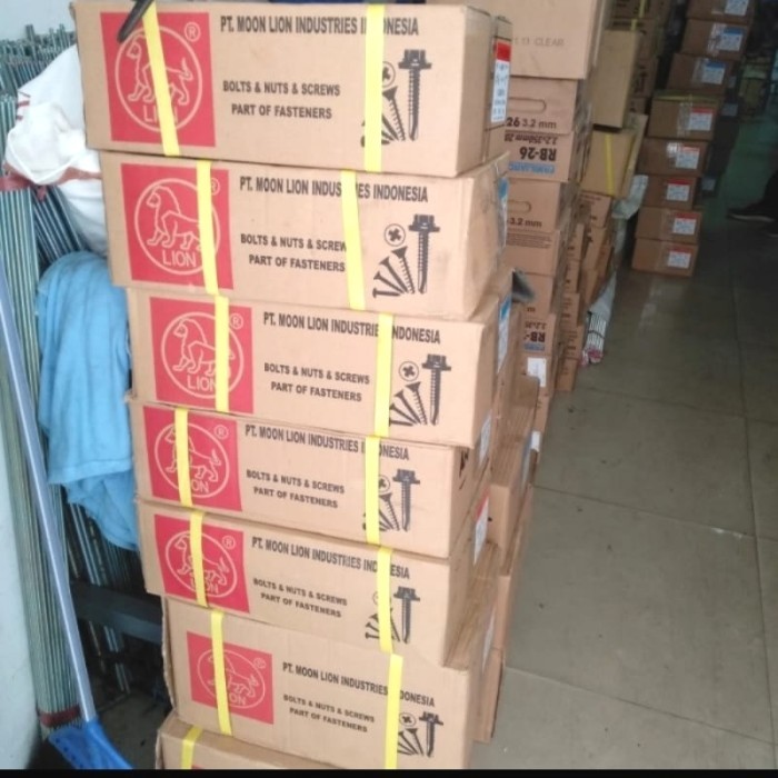 Baut Baja Ringan 10x19 MOON LION/Sekrup Roofing Putih 10x19 MOON LION