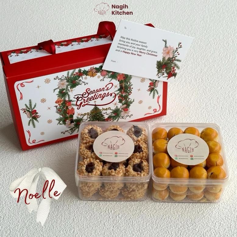 

NOELLE by NAGIH KITCHEN (hampers natal christmas hampers premium hampers parcel natal parsel natal hadiah natal gift box natal christmas gift) kue kering natal lebaran imlek nastar wisman choco mede almond cookies kastangel choco peanut thumbprint