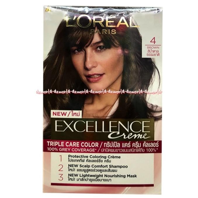 

L'oreal Paris 4 Brown Excellence Creme Cat Rambut Warna Coklat Pirang