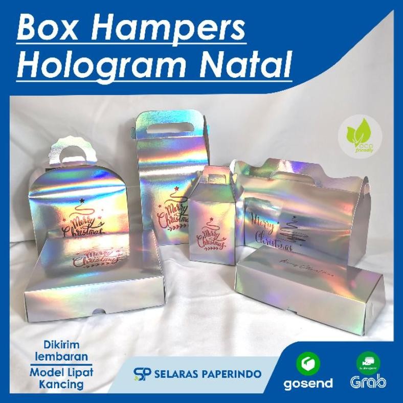 

Kjh Isi 10Pcs | Box Hampers Hologram Custom Natal Merry Christmas Kotak Kado Box Gi Custom Murah