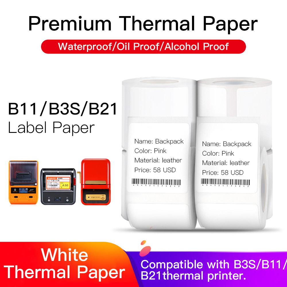 

Niimbot White Blank Thermal Printing Paper Roll for B21 Label Printer Barcode Price Size Name Label Paper Waterproof Oil-Proof Tear Resistant 30*15mm 460sheets/roll for B3S/B11 The