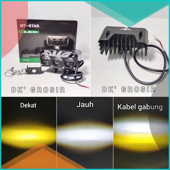 MT STAR -  Lampu Tembak SQL 3 MATA MT STAR Kuning Putih Waterproof 11O