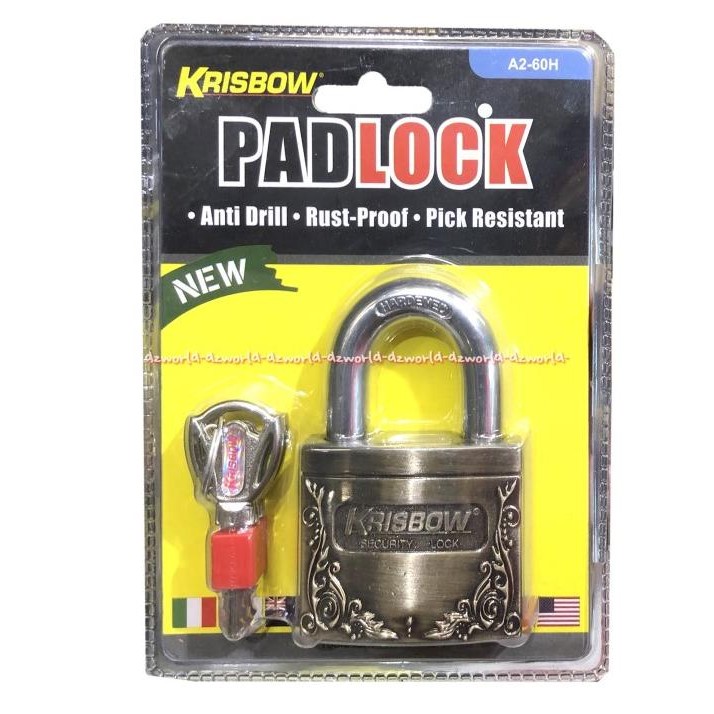 

Krisbow Padlock A2-60H Gembok Kuning Anti Drill Anti Karat 3 Kunci