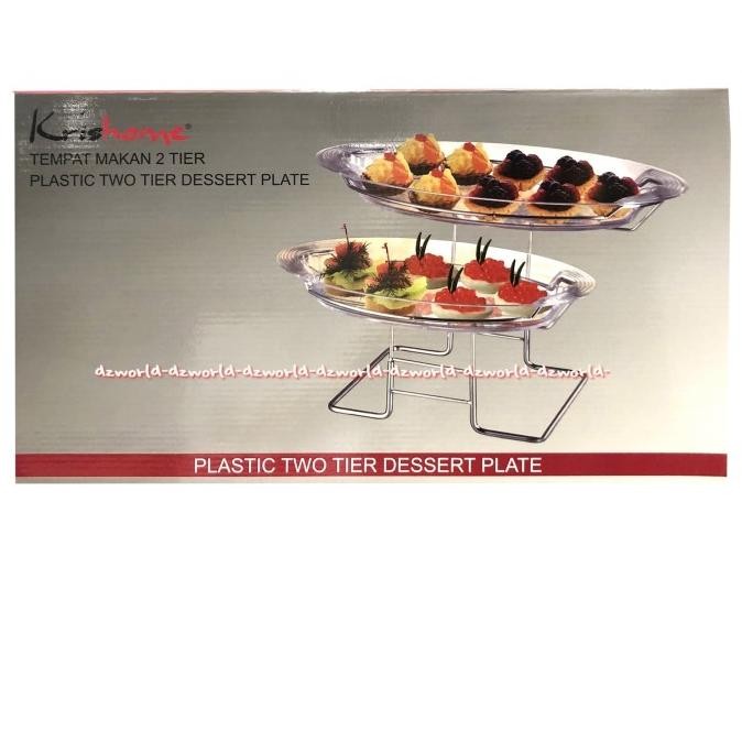 

Krishome Tempat Makan 2 Tier Plastic Tempat Tatakan Kue Plastik