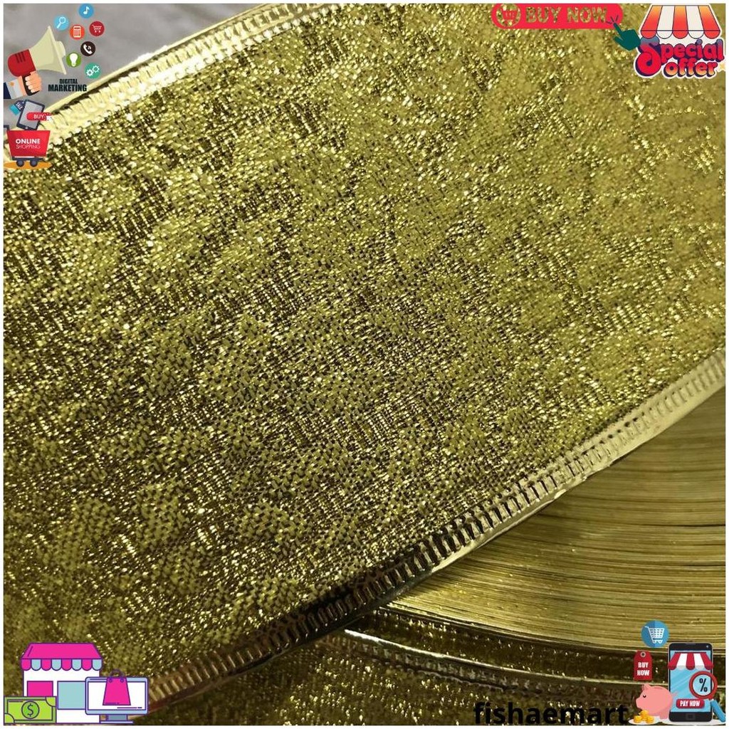 

Pita Roll Glitter Metalik Kawat | Pita Natal Kawat | Pita Kado Dekorasi Panjang 3 Yard D Sale