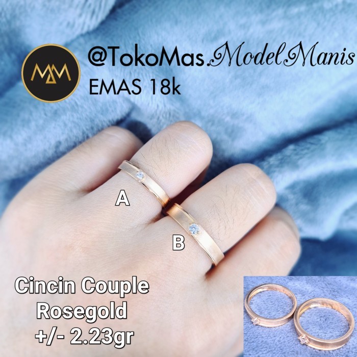 Cincin Emas couple wedding ring emas rosegold 755 kadar 18k