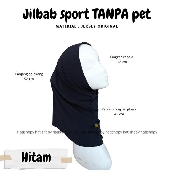 JILBAB SPORT OLAH RAGA NON PET INSTAN BAHAN JERSEY PREMIUM / KERUDUNG OLAH RAGA TANPA PET INSTAN / B