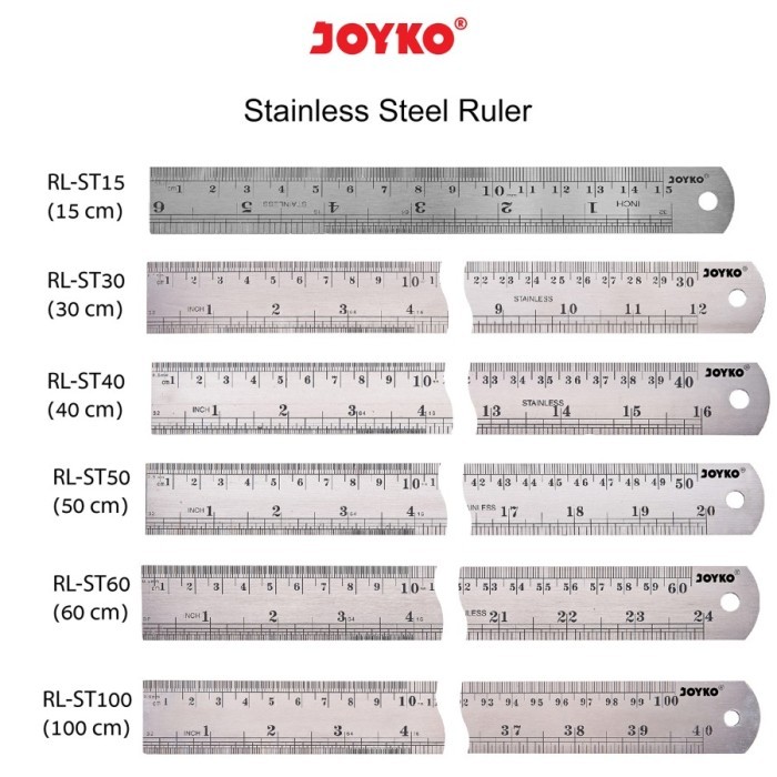 

ZJ300 Joyko Stainless Steel Ruler Penggaris Besi TERBARU