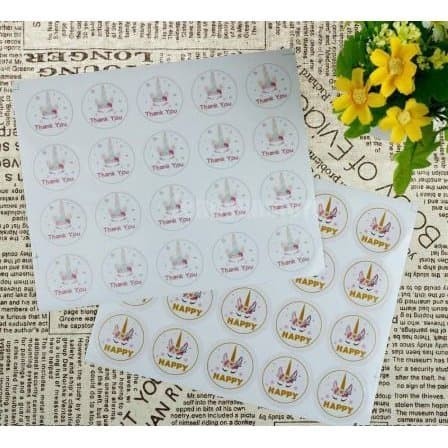 

TI421 Paper Tags Sticker THANK YOU - Unicorn Design (1sheet/20pcs) DISKON