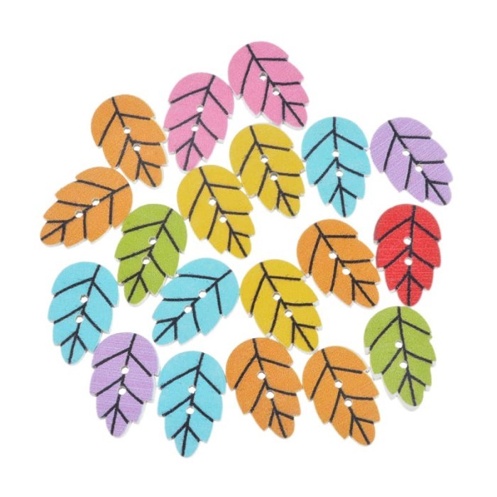 

FA960 Kancing Kayu Dua Lubang - Colorful Leaf Style (10 pcs) DISKON