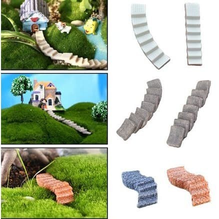 

PR475 Miniatures - Terrariums - Fairy Garden - Step Stairs Model Bend Bridge PROMO SPECIAL