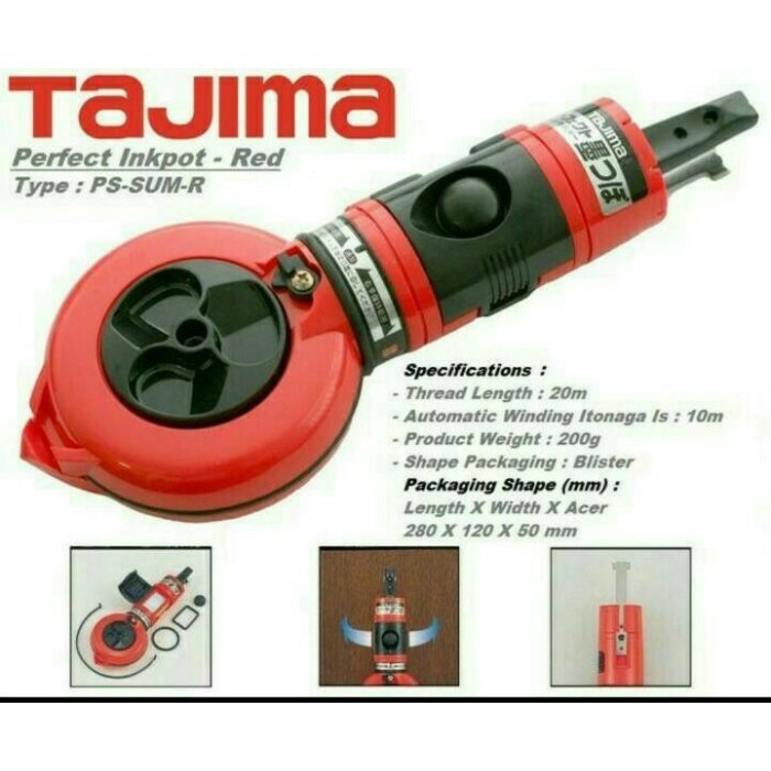 

Terbaru Chalk Line Sipatan Tajima Ps-Sum-R Tinta 10M 10 M Meter Asli Japan -Gratisongkir
