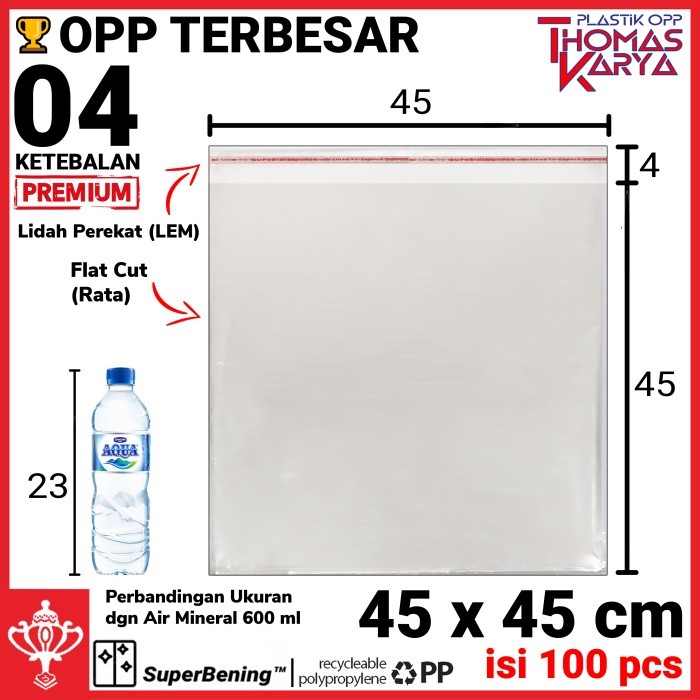 

Plastik OPP 45x45 isi 100 Kantong Bening Tebal Kemasan