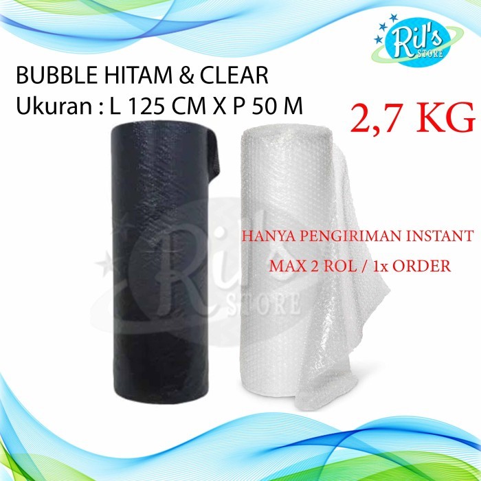 

BUBBLE WRAP 125CM X 50M PUTIH - HITAM 2.7 KG / BUBBLE PACKING PAKET