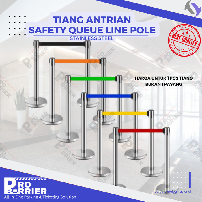 

TERBARU - Tiang Pembatas Antrian Pita Stainless Silver 2 Meter