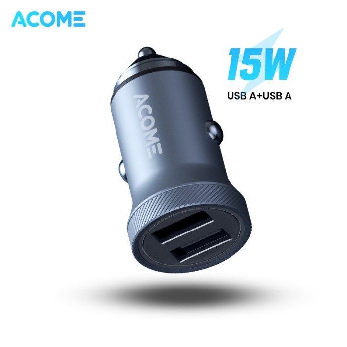 Terlaris Produk ACOME Car Charger Mobil ACC02 Dual Port USB A + USB A 5V/3A 15W
