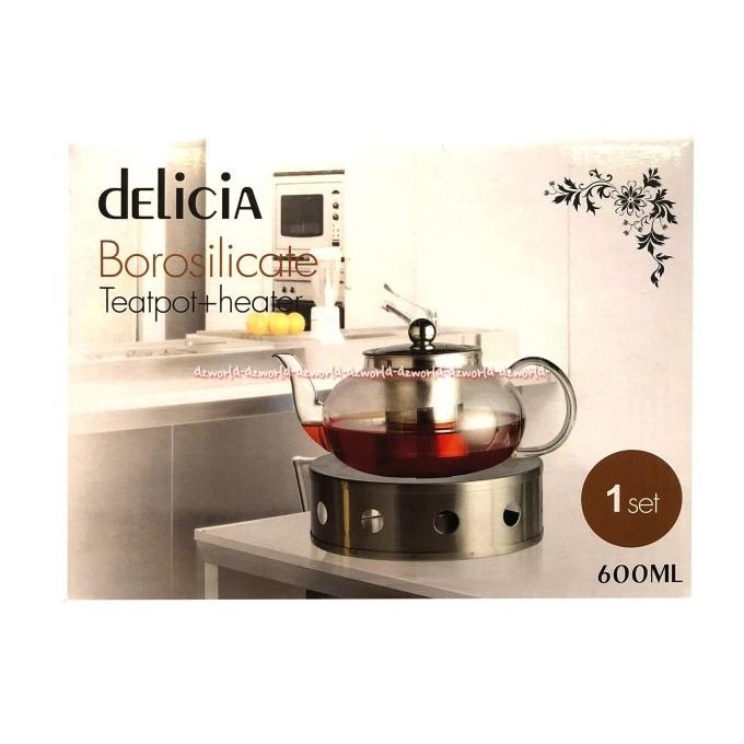 

Delicia Borosilicate Teatpot Plus Heater Teko Teh Pemanas 600mL