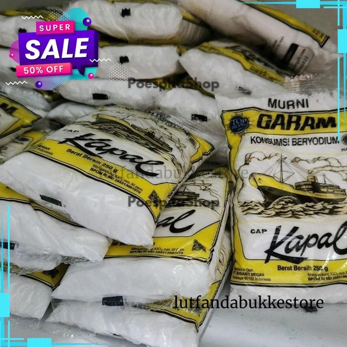 

GARAM CAP KAPAL 250 GR GARAM KONSUMSI BERYODIUM BEBAS ONGKIR !!