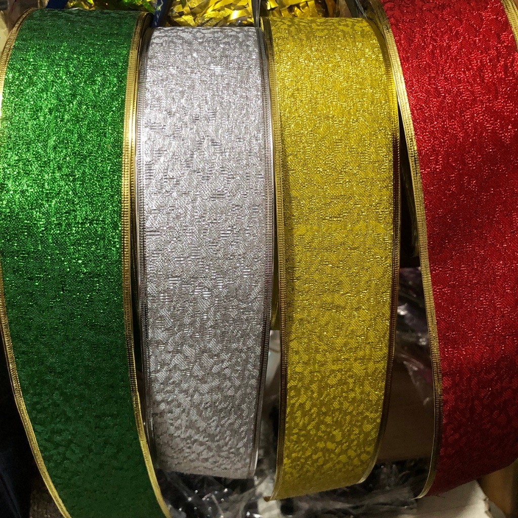 

12.12 Pita Roll GLITTER METALIK KAWAT Pita Natal Kawat Pita Kado Dekorasi Panjang 3 Yard