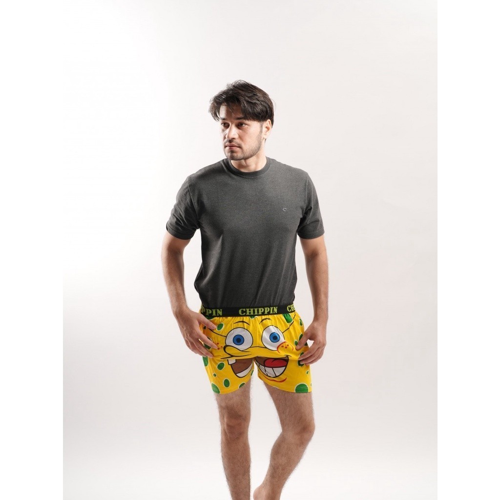 [BEST SELLER] CELANA BOXER KARAKTER SPONGEBOB KUNING | CELANA PENDEK KATUN PREMIUM UNISEX | CELANA P