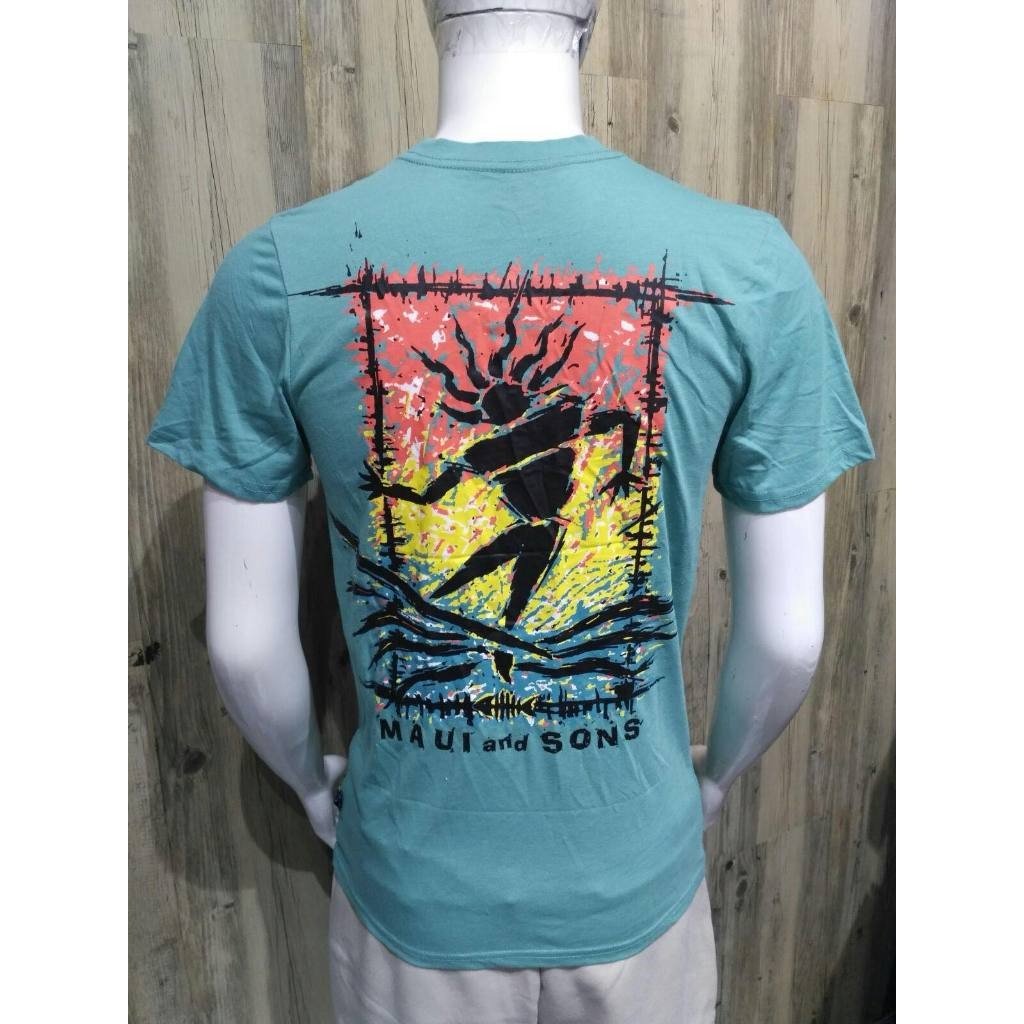 Maui and Sons Motif Tulang Ikan Hijau dan Merah Pudar |VBEBZ05c|