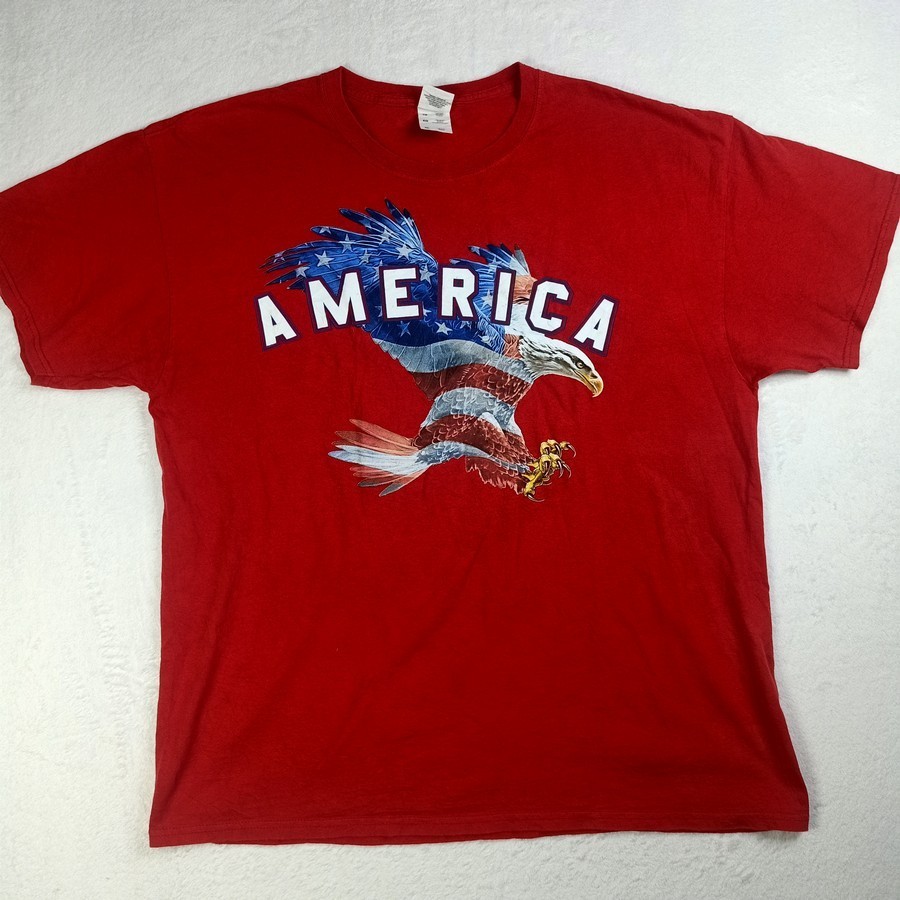 Cetak Burung Amerika dengan Bendera Elang Kaos Merah FOTL Ukuran XL |5IAGyrUt|
