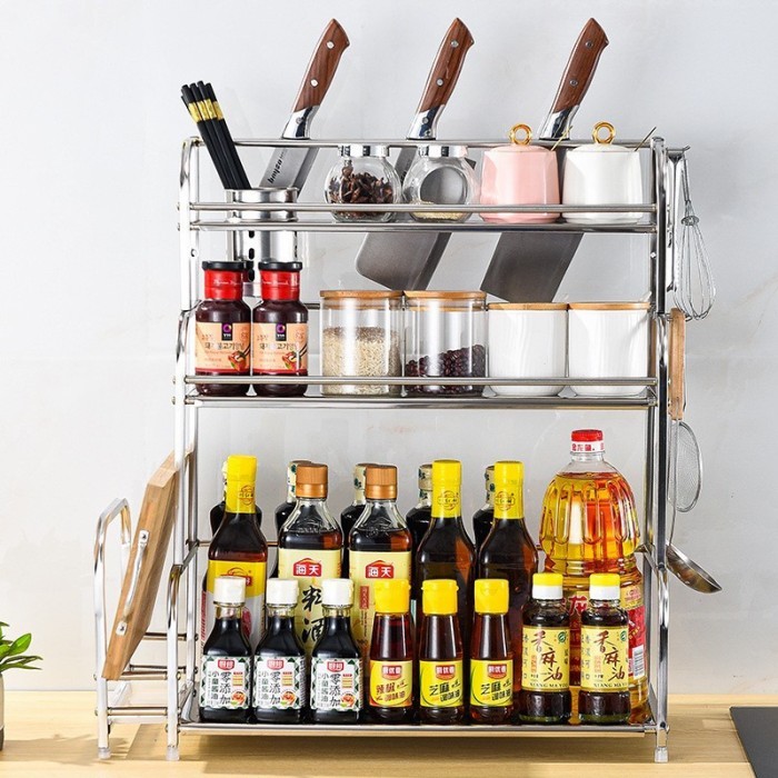 

Rak Bumbu Masak Dapur Serbaguna Susun Stainless Steel Multifungsi