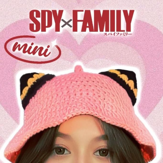 Mini Anya Forger Spy X Family Bucket Hat Crochet Topi Rajut Anak HTM