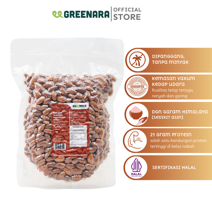 

HEMAT Kacang Almond Panggang Asin 1 Kg / Lightly Salted Roasted Almond