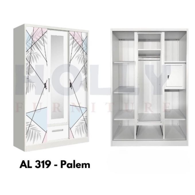 Lemari Pakaian Besi 3 Pintu - 4 Pintu Sliding import Lemari Baju Besi