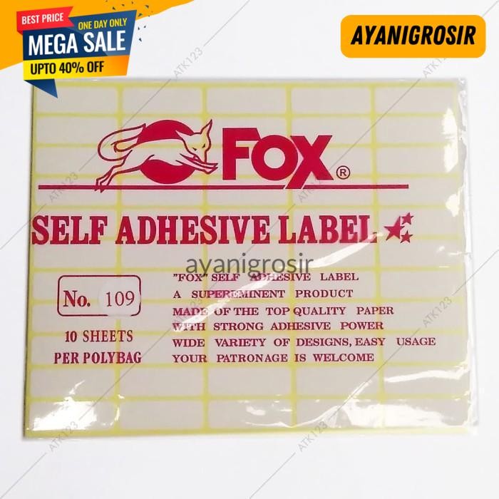 

MURAH MERIAH KERTAS / LABEL STIKER FOX NO. 109 UK. 13 X 38 MM (PERSEGI PANJANG) BY AYANI GROSIR !!