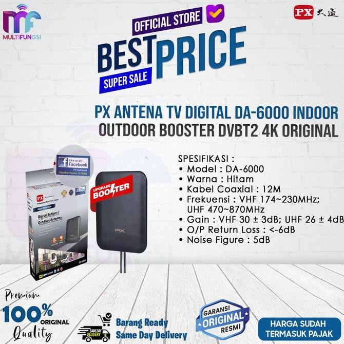 

PX Antena TV Digital DA-6000 Indoor/Outdoor Booster DVBT2 4K