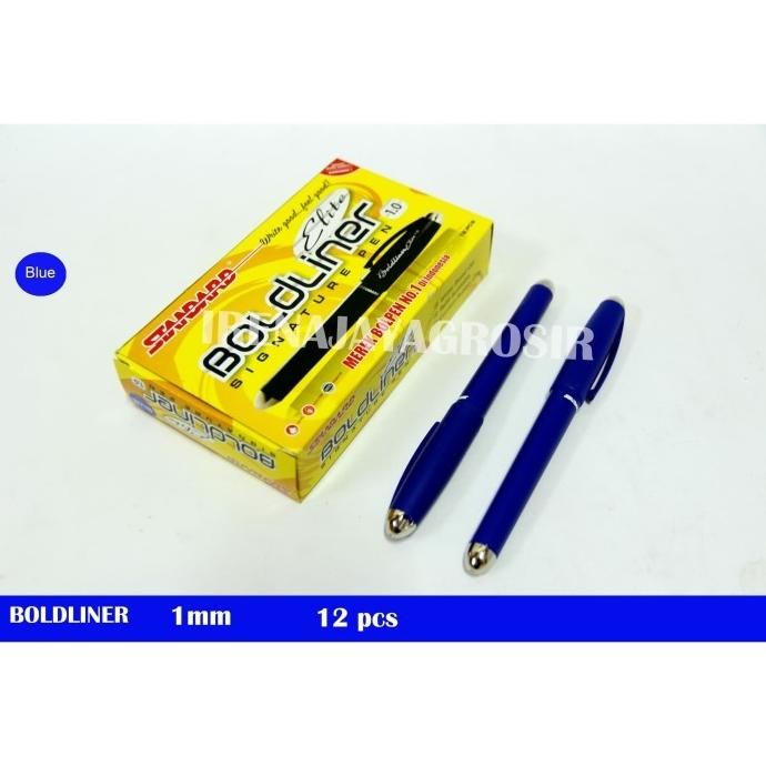 

Standard Pulpen / Ballpoint Boldliner Hitam Dan Biru Pena Mewah Isi 12