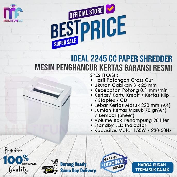 

Ideal 2245 CC Paper shredder/Mesin Penghancur Kertas Garansi Resmi