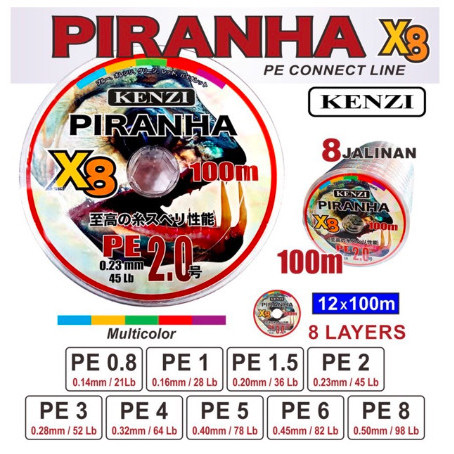 Senar Pancing Pe Piranha X8 100M