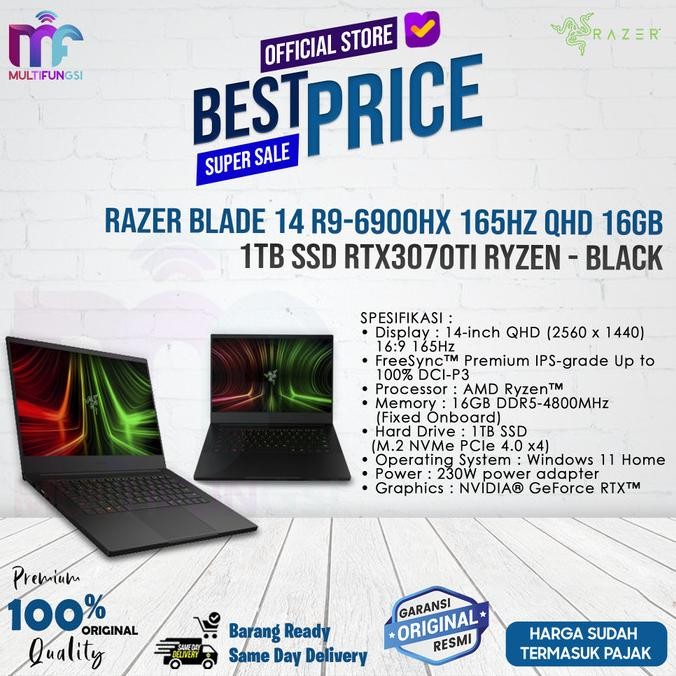 

Laptop Razer Blade 14 R9-6900HX 165Hz QHD 16gb 1TB SSD RTX3070Ti